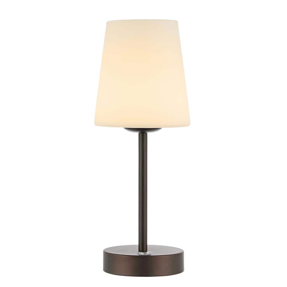 12.75" Oil Rubbed Bronze Cordless LED Table Lamp with Frosted Glass Shade