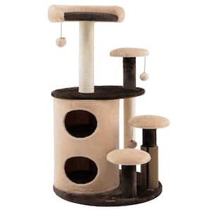 Brown 40 in. Cat Tree Tower Multi-Level Activity Tree with 2-Tier Cat-Hole Condo