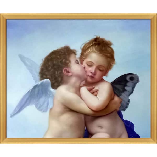 LA PASTICHE Cupid and Psyche as Children by William-Adolphe Bouguereau Piccino Luminoso Framed People Art Print 22.5 in. x 26.5 in.
