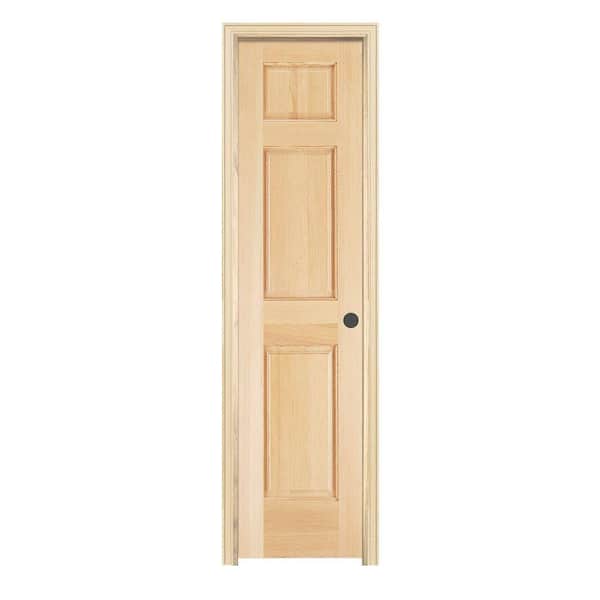 JELD-WEN 18 in. x 80 in. Pine Unfinished Left-Hand 3-Panel Solid Wood Single Prehung Interior Door