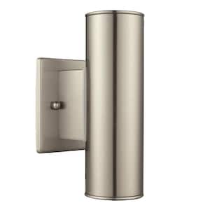 Riga 7.64 in. 2-Light Modern Stainless Steel Dimmable LED Cylinder Outdoor Wall Light Sconce