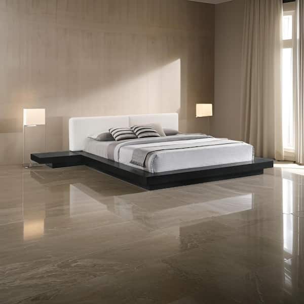 Benjara Nia Black Wood Frame Queen Size Platform Bed with Low Profile