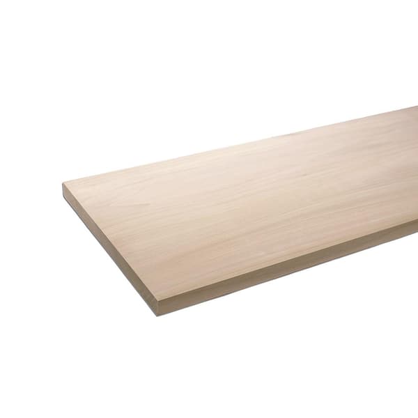 Waddell Project Board - 48 in. x 12 in. x 1 in. - Unfinished S4S Poplar Hardwood w/ No Finger Joints - Ideal for DIY Shelving