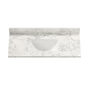 43 in. W x 22 in. D Engineered composite White Rectangular Single Sink and Backsplash Bathroom Vanity Top in White