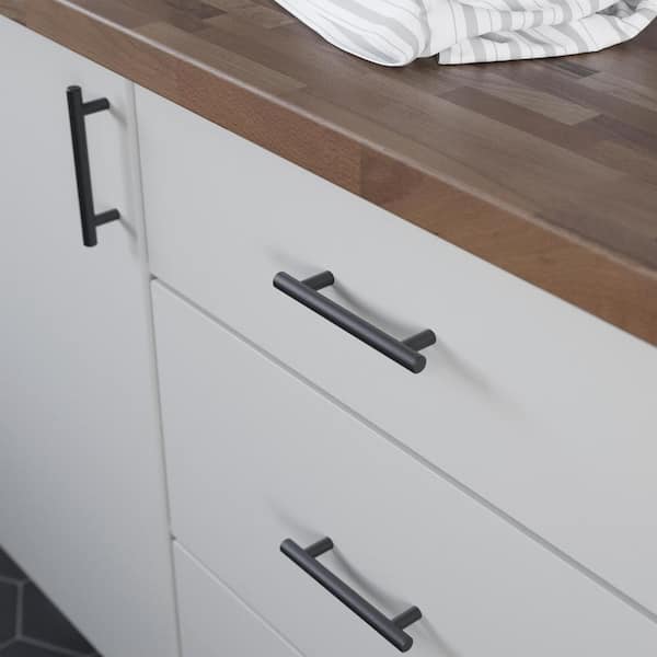30-Pack Simple Bar 3-3/4 in. (96 mm) Modern Matte Black Cabinet Drawer Pulls