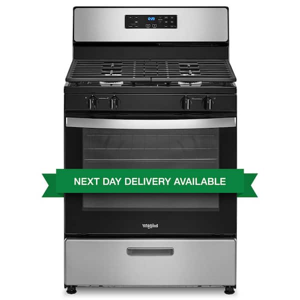 Whirlpool 30 in. 4 Burner Freestanding Gas Range in Stainless Steel ...