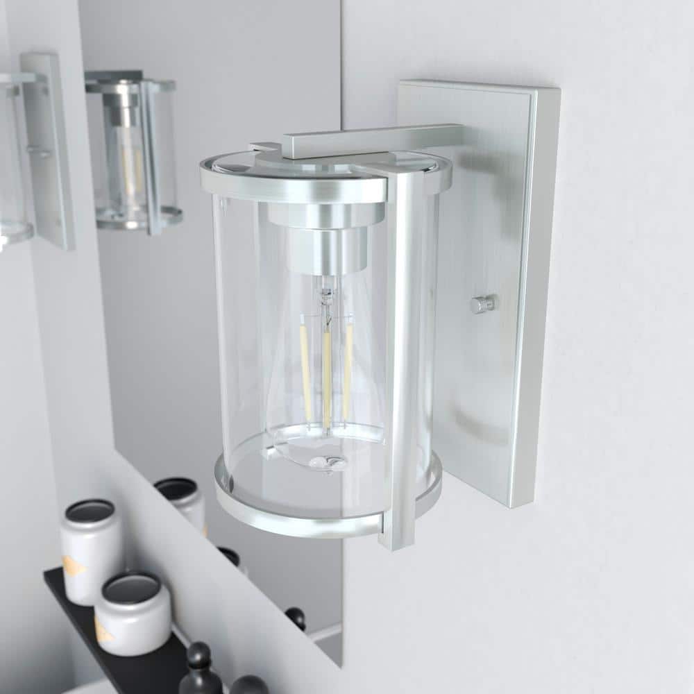 Astwood 7.5 in. Brushed Nickel Sconce with Clear Glass Shade Bathroom Light price history on PriceWatchPro
