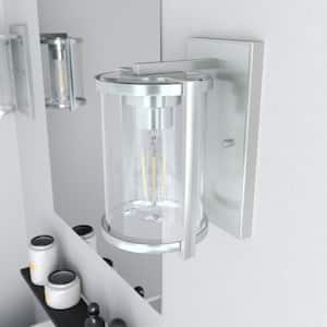 Astwood 7.5 in. Brushed Nickel Sconce with Clear Glass Shade Bathroom Light