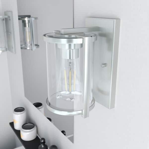 Hunter Astwood 7.5 in. Brushed Nickel Sconce with Clear Glass Shade Bathroom Light