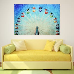 32 in. x 48 in. "Ferris Wheel" Frameless Free Floating Tempered Glass Panel Graphic Art