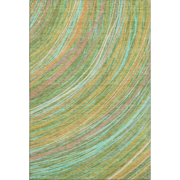 Mayfield Premium Machine Washable Abstract AMF2094 Green 10 ft. x 14 ft. Area Rug