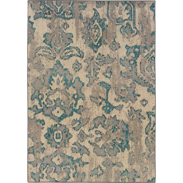 AVERLEY HOME Melody Distressed Floral Ivory/Blue 8 ft. x 11 ft. Area Rug
