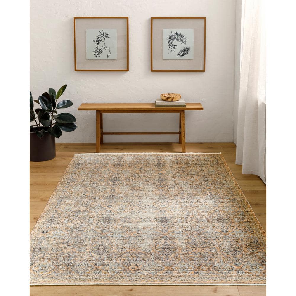 Margaret Gray and Taupe Synthetic Washable Rectangular Area Rug