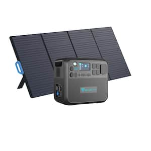 2200W Continuous/4800W Peak Output Power Station Black Push Button Start LiFePO4 Battery Generator + 350W Solar Panel