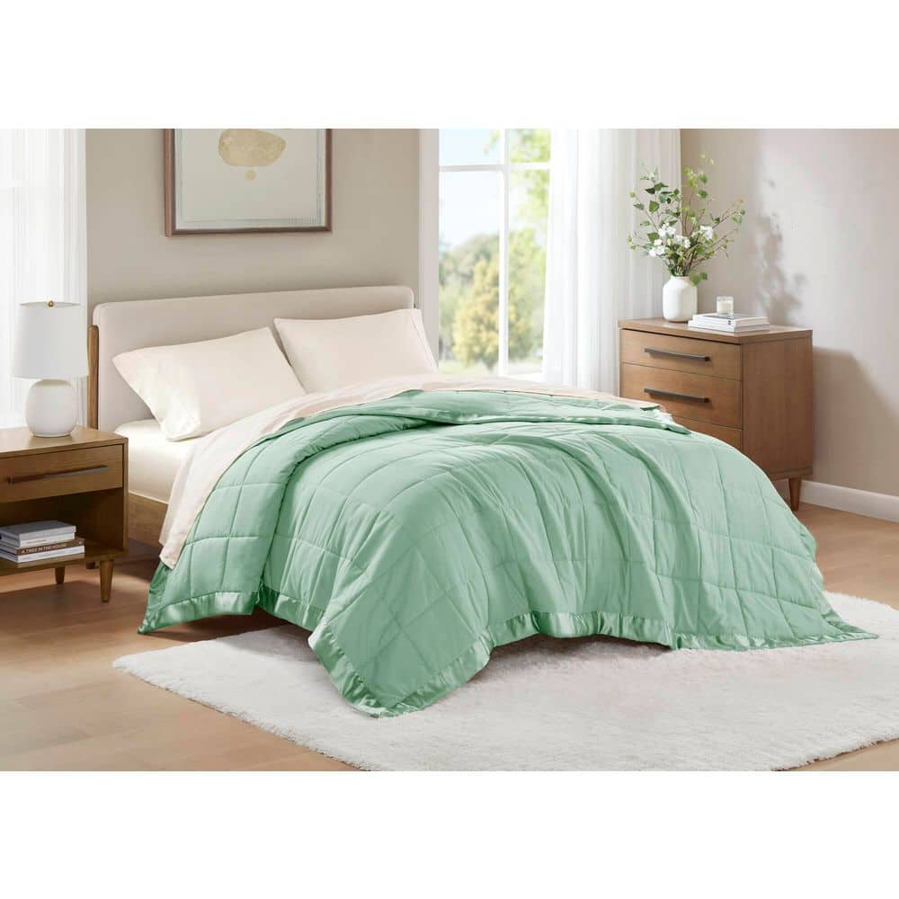 Full Seafoam Down Alternative Blanket with Satin Trim
