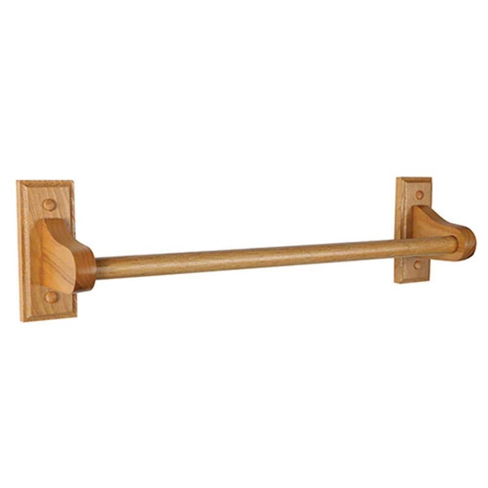 Honey Oak 18-Inch Wall Mounted Wooden Towel Bar