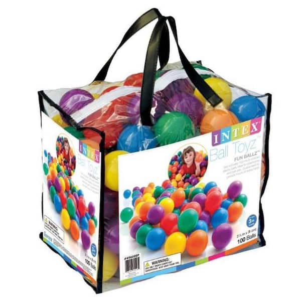 100-Pack Intex Small Plastic Multi-Colored Fun 2.5" Ballz For Ball Pit  49602EP 