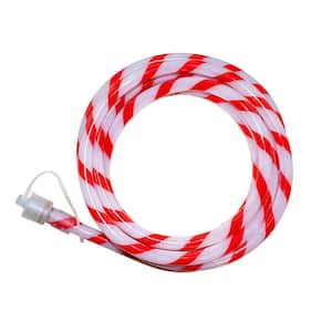 Outdoor/Indoor 16 ft. Line Voltage Soft White Integrated LED Rope Light Flexible Candy Cane Style Holiday Lights