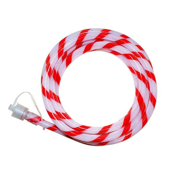 Home Accents Holiday Outdoor/Indoor 16 ft. Line Voltage Soft White Integrated LED Rope Light Flexible Candy Cane Style Holiday Lights