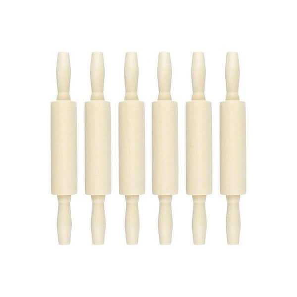 7.9 Inch Wood Small Rolling Pin Natural Kids Dough Fondant Pastry Cooking Tool Lightweight 6-Pack