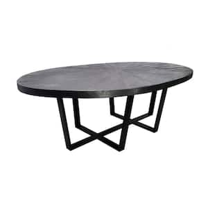 90.6 in. Black Wood Top Sled Dining Table (Seat of 8)