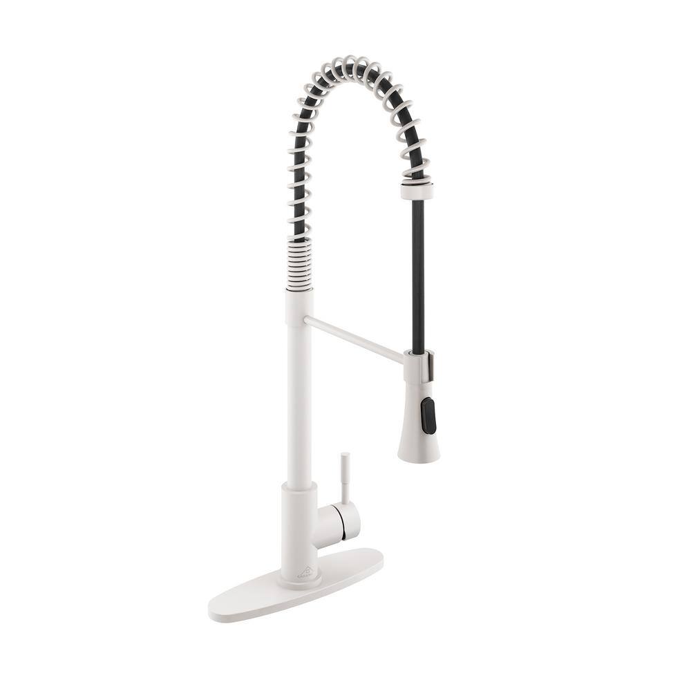 Matte White Single Handle Pull Down Kitchen Faucet