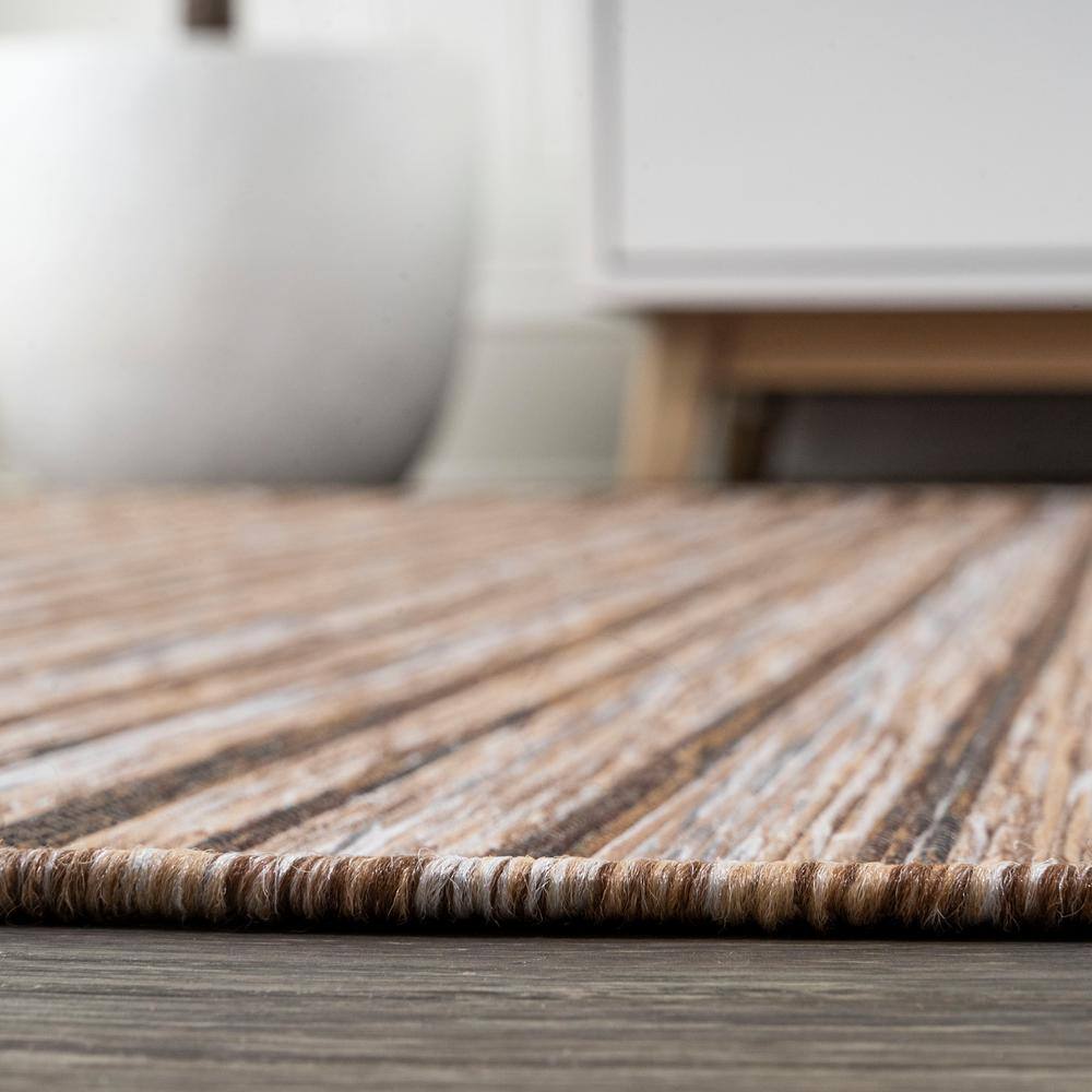 Heathered Stripes Brown/Natural 8' x 10' Synthetic Easy-Care Area Rug