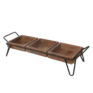 7 in. W x 22 in. H x 5 in. D Rectangular Brown Artisinal Wood Serving Tray (Set of 1)