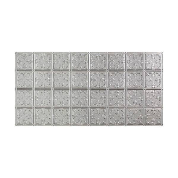 Fasade Traditional Style #10 2 ft. x 4 ft. Glue Up PVC Ceiling Tile in Argent Silver