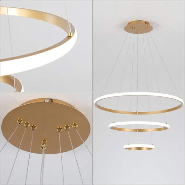 LWYTJO 23.6 in. 3-Light Gold Modern Integrated LED