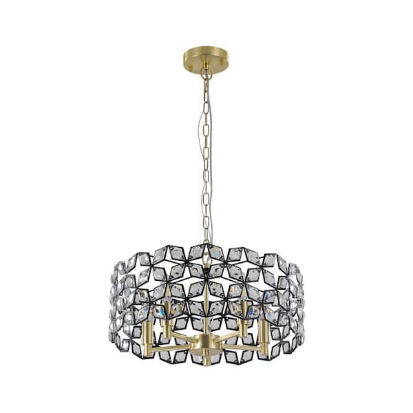 FIRHOT 5-Light Black Cristal Lamp Luxury Home Decor Chandelier for Living Room, Dining Room with No Bulbs Included
