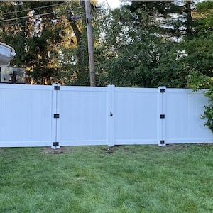 Savannah 7.4 ft. W x 6 ft. H White Vinyl Privacy Double Fence Gate Kit