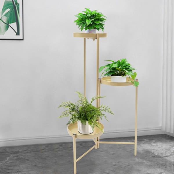 YIYIBYUS 39.37 in. Tall Indoor/Outdoor Gold Metal Vases Stand Plant Stand  (1-Tiered) OT-ZJGJ-5159 - The Home Depot