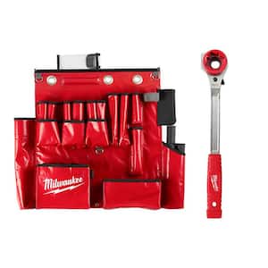 Lineman's Aerial Tool Apron with Lineman's High Leverage Ratcheting Wrench with Smooth Strike Face (2-Piece)