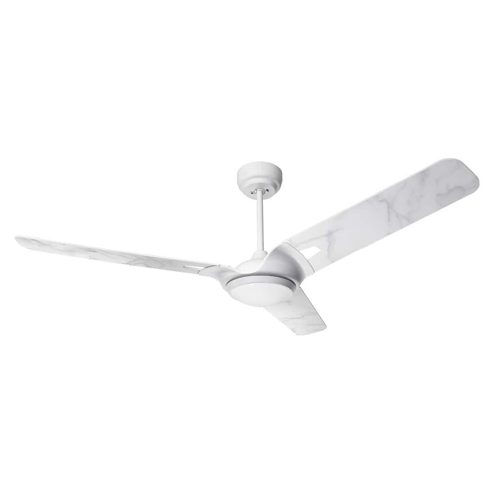 CARRO Innovator 56 in. Indoor/Outdoor Marble White Smart Ceiling Fan,  Dimmable LED Light and Remote,Works w/ Alexa/Google Home S563A-L12-W7-1 -  The