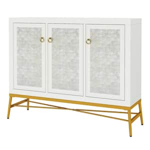 Ahlivia White Wood 45 in. Buffet Cabinet with Adjustable Shelves and 3 Doors