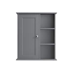 Anky 23.6 in. W x 7 in. D x 27.6 in. H Bathroom Storage Wall Cabinet with Door and Shelfs in Gray