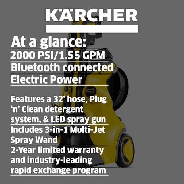 Karcher 1.324-683.0 2000 PSI 1.55 GPM K 5 Premium Smart Control Cold Water Electric Pressure Washer Plus Smart Control Gun - 2