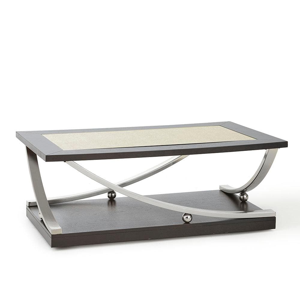 Ramsey 48 in. Ebony/Clear/Stainless Steel Large Rectangle Composite Coffee 