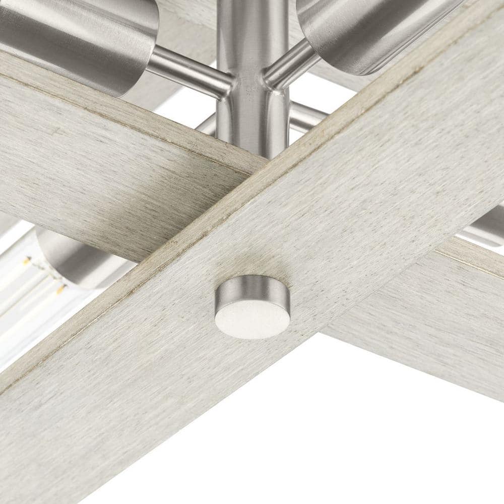Boundary Brushed Nickel and Oak 4-Light Flush Mount