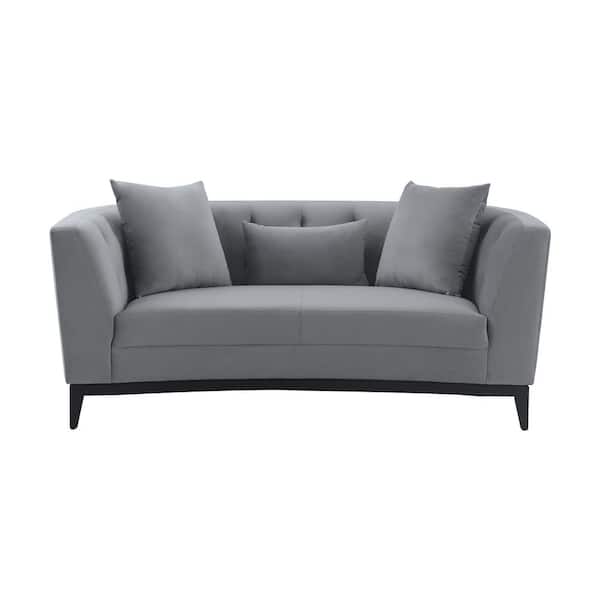 Armen Living Melange 72" W Gray Velvet 2 Seater Loveseats