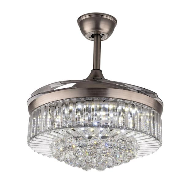 OUKANING 42 in. Integrated LED Indoor Silver Crystal Acrylic