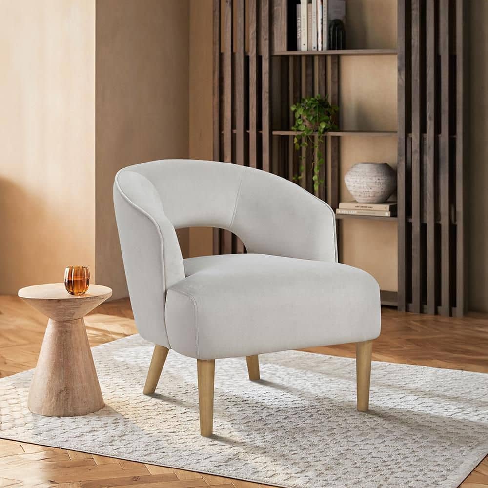 Lazzara Lillia Gray Velvet Upholstery Accent Arm Chair 1053GY-1