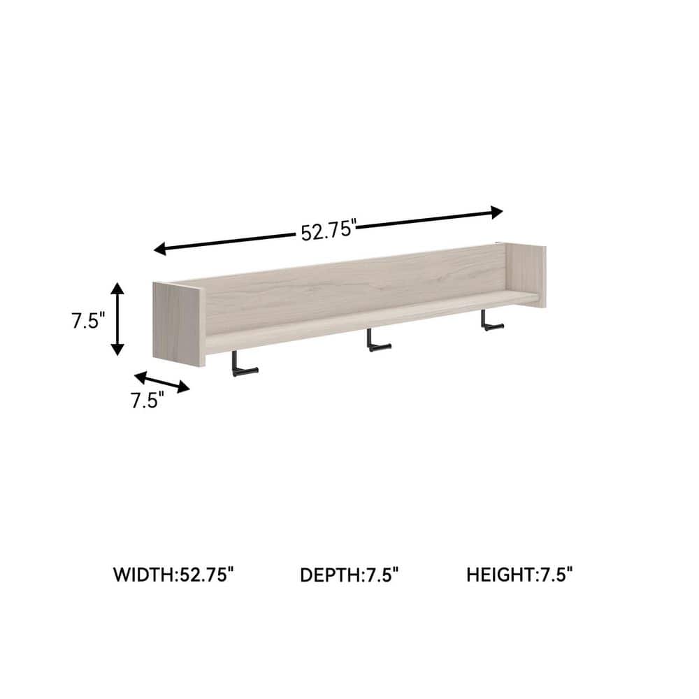 Socalle Brown Wall-Mounted Coat Rack with Shelf - thumbnail 9