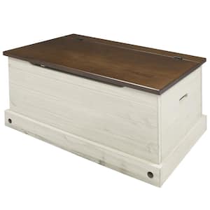 Classic Cottage Distresse White Trunk Bench with Lid 36 in.