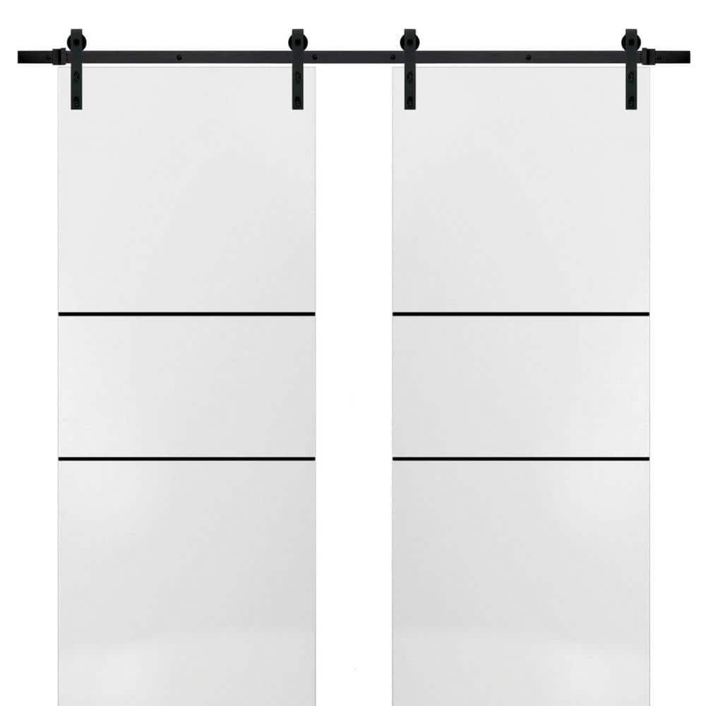 Assemble Required 30 in. x 80 in. 2-Panel White Solid Wood with Honeycomb Sliding Barn Door with Hardware Kit price history on PriceWatchPro
