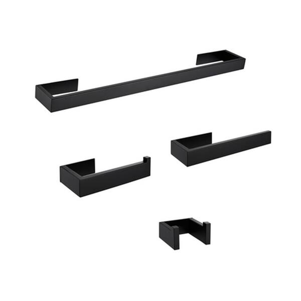 Unbranded 4-Piece Bath Hardware Set in Black