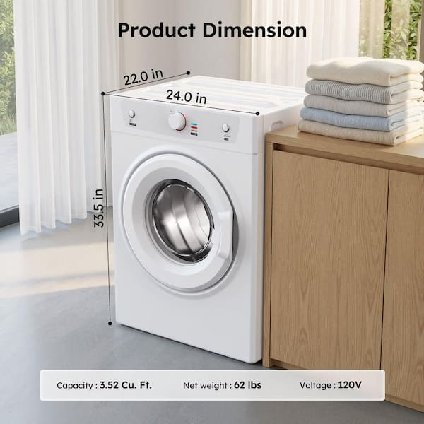 SIMZLIFE 3.5 cu. ft. vented Front Load Stackable Electric Compact