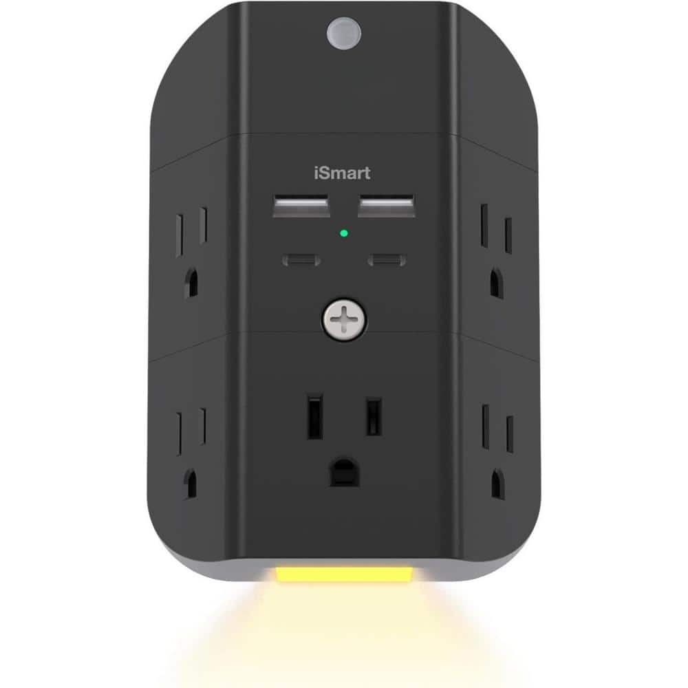 5-Outlet Power Strip Surge Protector Extender Splitter with 4 USB Port in B