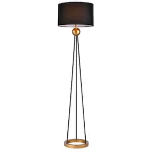 Kirsten 69 in. 1 - Light Indoor Gold and Black Finish Floor Lamp with Light Kit